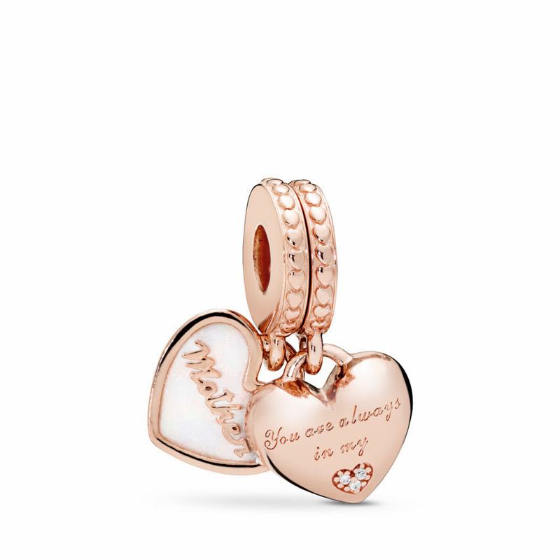 Pandora Rose™ Mother & Daughter Hearts Dangle Charm Clearance NZ (193628-WFV)